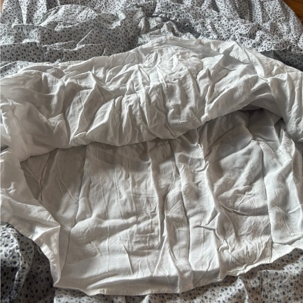 & Other Stories Size 6 White Wide Tiered Midi Long Sleeve Floral Blue Dress - Picture 7 of 8